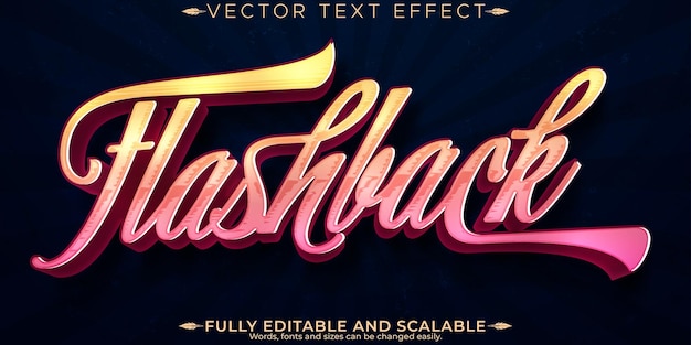 Vector retro future text effect editable vintage and futuristic customizable font style