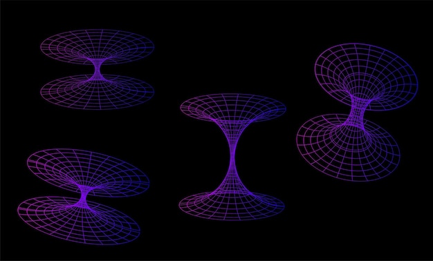 레트로 퓨처리스틱 3D 메쉬 요소 모양