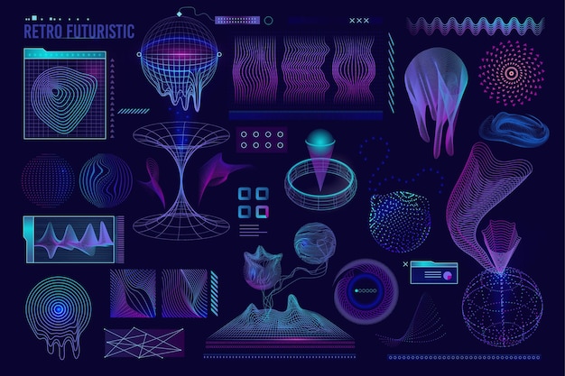 Vector retro futuristic abstract textures neon futuristic technology texture vector cyberpunk digital grid