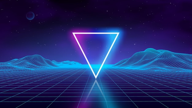 Retro futuristic background for game music d dance galaxy poster s background disco neon triangle sy