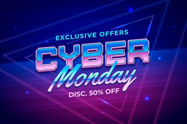 Retro futuristic cyber monday banner