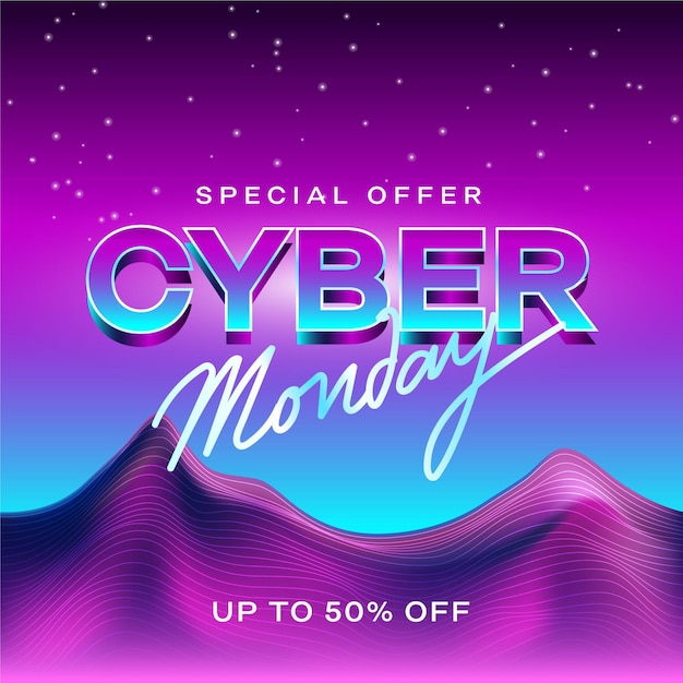 Retro futuristic cyber monday