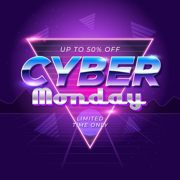 Retro futuristic cyber monday