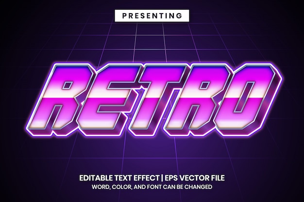 Retro futuristic editable text effect