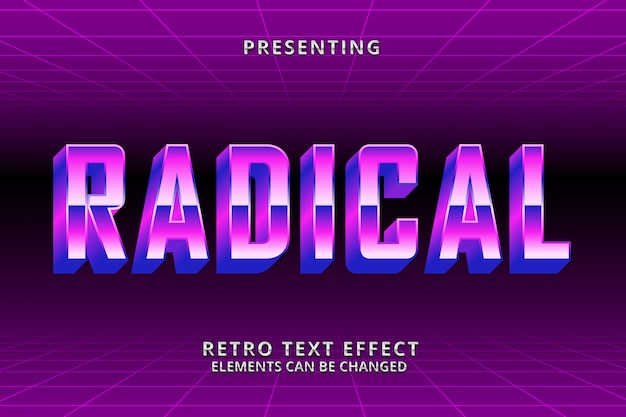 Retro futuristic editable text effect