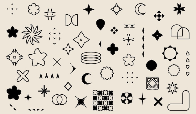 Premium Vector  Abstract icons or symbols in y2k aesthetic