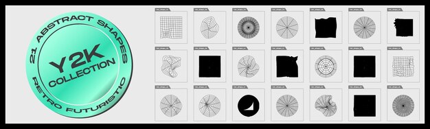 Retro futuristic elements for design Big collection of abstract graphic geometric objects Abstract bauhaus forms