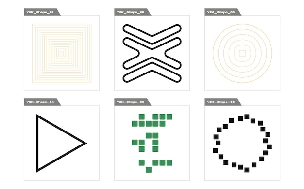 Retro futuristic elements for design big collection of abstract graphic geometric symbols cyberpunk elements