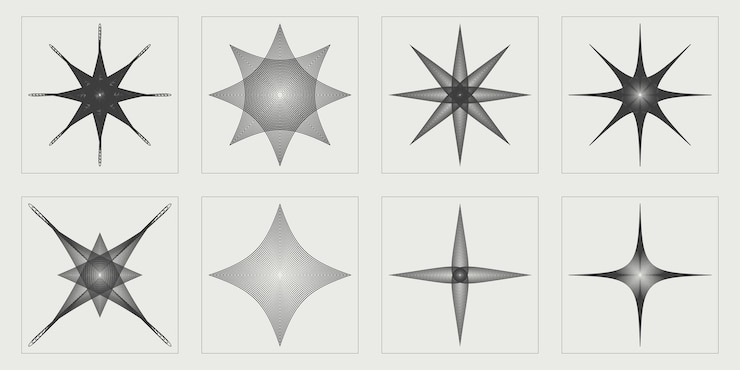 Vector retro futuristic elements for design big collection of abstract graphic geometric symbols templates for notes posters