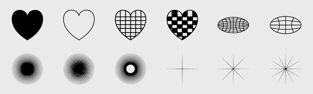 retro futuristic elements for design collection of abstract graphic geometric symbols abstract bauhaus and boho cosmic style