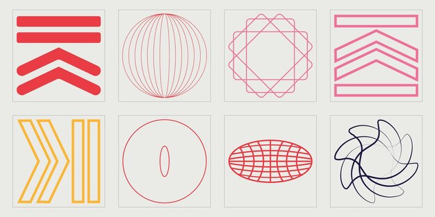Retro futuristic elements for design Large set of retro objects for design Modern abstract forms