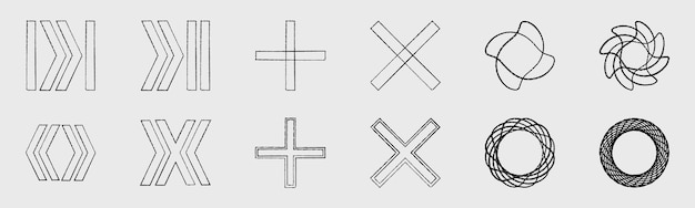 Retro futuristic elements for design Minimalist geometric elements Abstract bauhaus and boho cosmic style