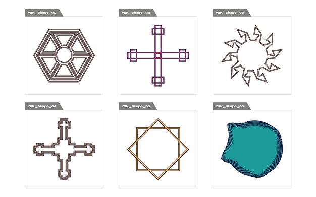 Вектор Ретро футуристические элементы для дизайна большая коллекция абстрактных графических геометрических символов для современных футболок, разработанных