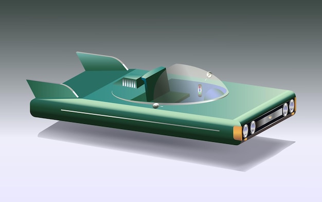 retro futuristic hovercar vector