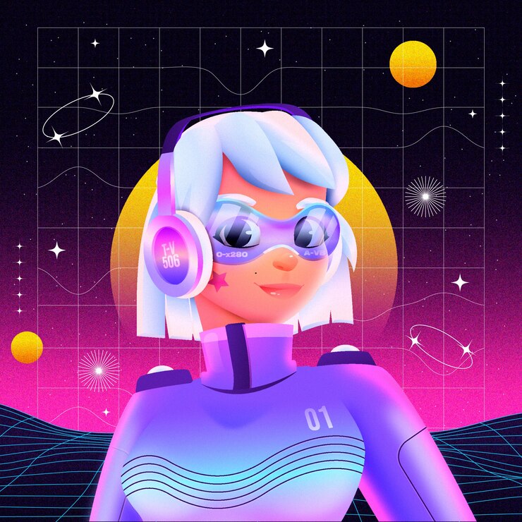 Vector retro futuristic illustration