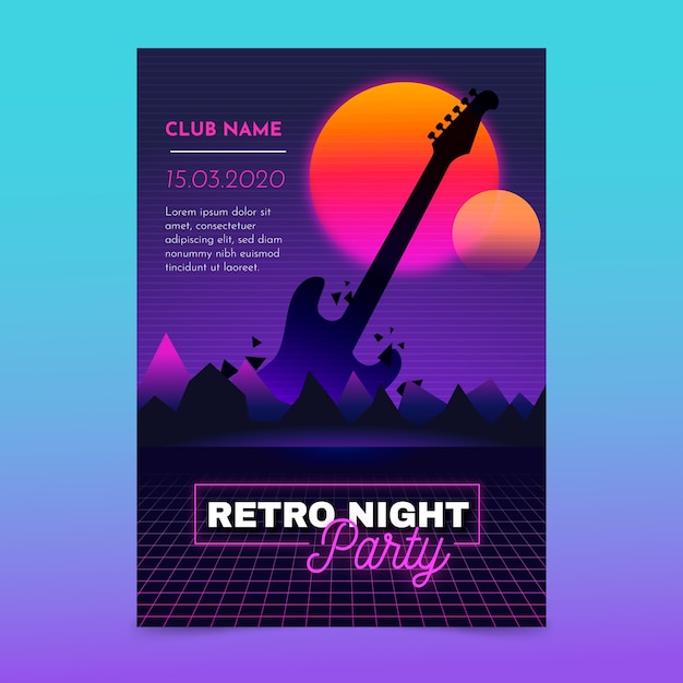 Vector retro futuristic music poster template