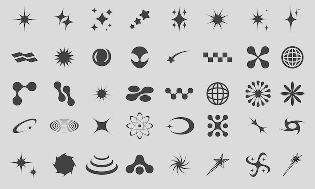 Premium Vector | Retro futuristic y2k shapes elements for design ...