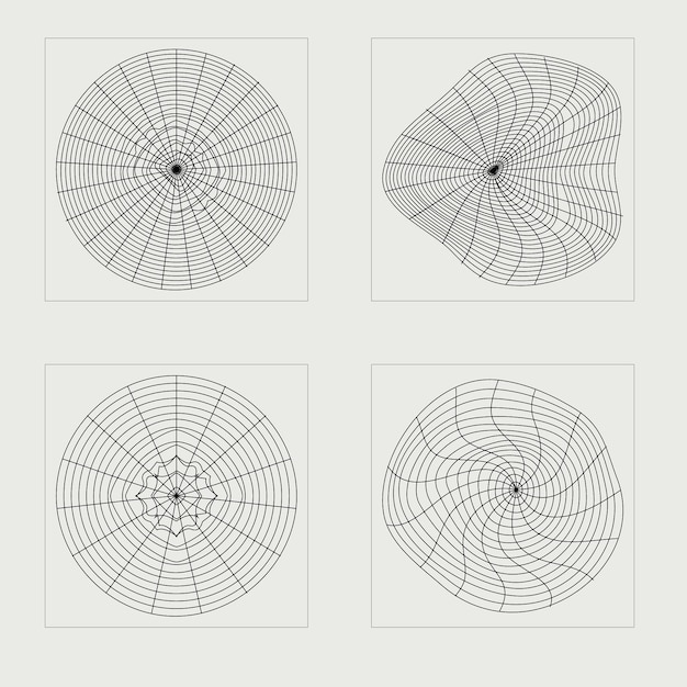 Retro-futuristische elementen voor ontwerp Buitengewone grafische activa Vlakke minimalistische pictogrammen