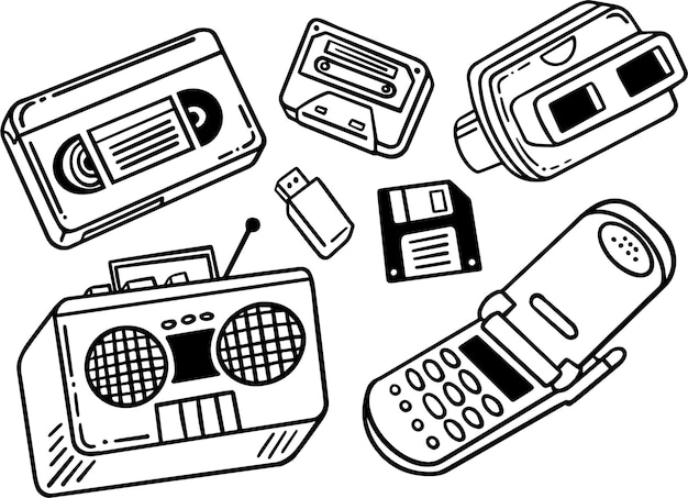 Vector retro gadget doodles