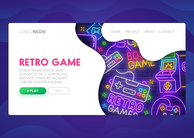 Vector retro game landing page