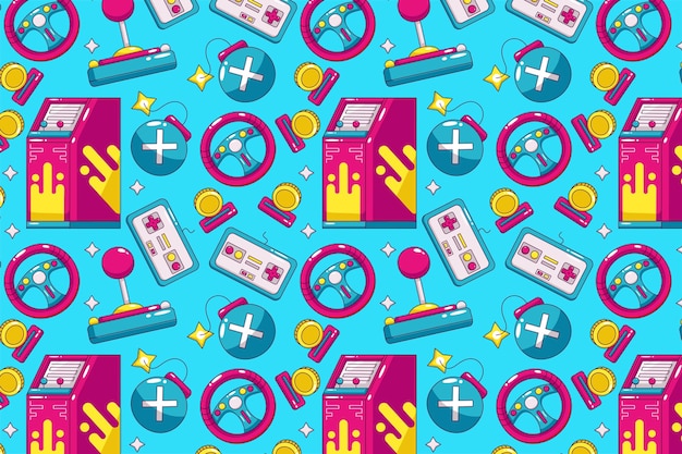 Retro game, seamless icon pattern