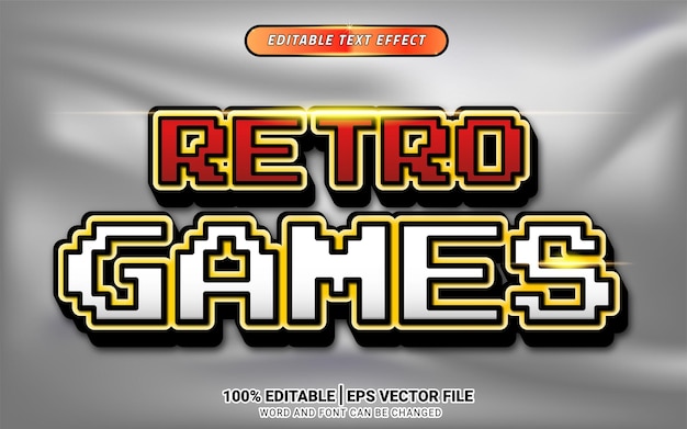 Retro games 3d text effect editable template design headline font element