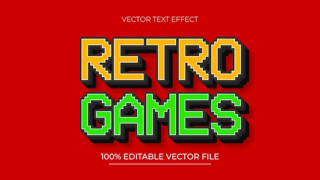 Retro Games editable text effect template with retro vintage style