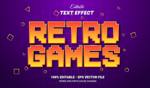 Vector retro gamest pixel editable text effect