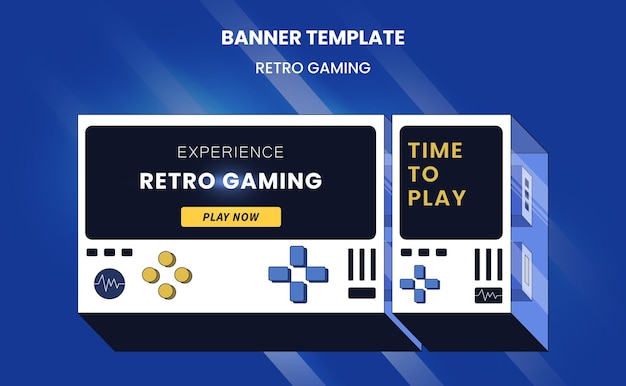 Retro gaming banner template