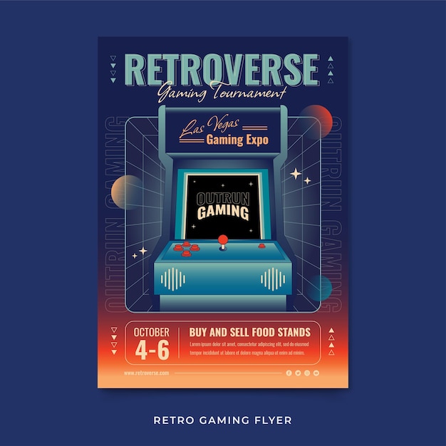 Vector retro gaming flyer template