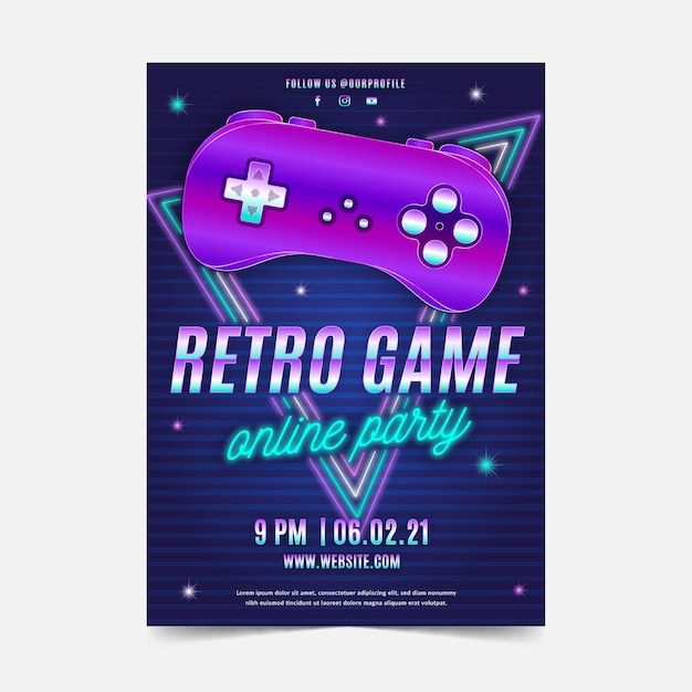 Vector retro gaming poster illustration