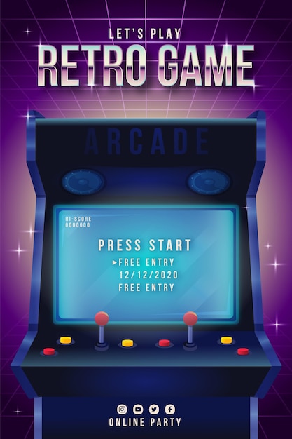 Vector retro gaming poster sjabloon