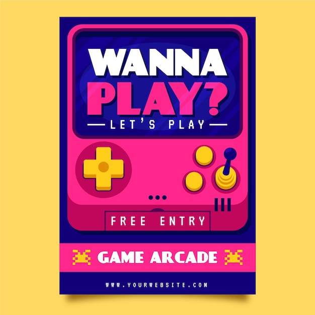 Vector retro gaming poster template