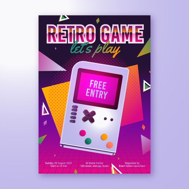 Vector retro gaming poster template