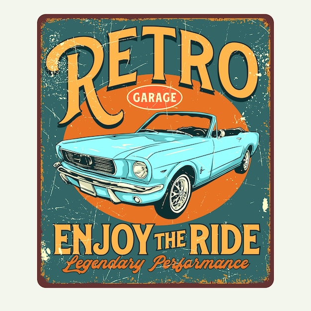 Vector retro garage poster teken afbeelding