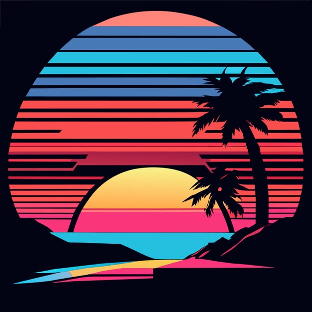 retro gebaseerde zonsondergang vector illustratie