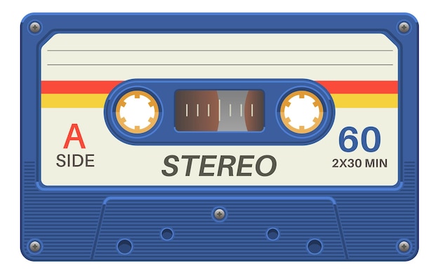 Vector retro geluidstape oude plastic audio cassette