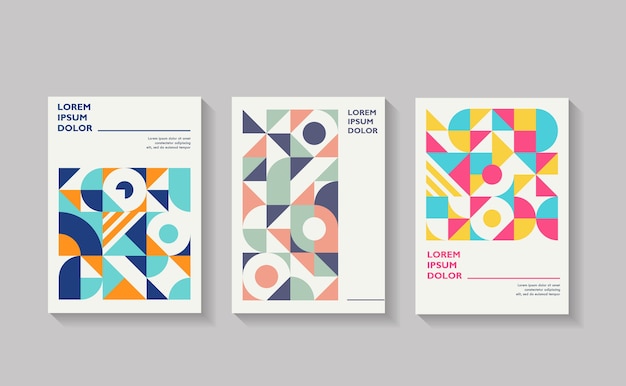 Retro geometric cover flyer annual report