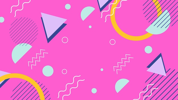 Retro-geometrische vormen op roze achtergrond
