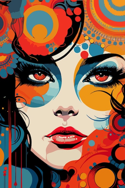 Retro girl abstract illustration