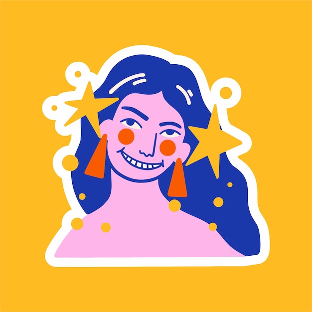 retro girl cute sticker design