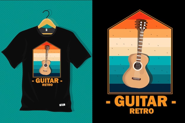 Retro gitaar Vintage T-shirtontwerp