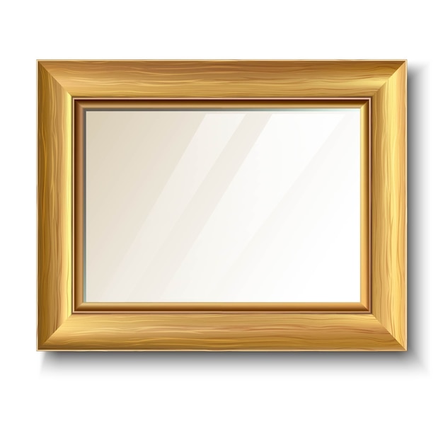 Vector retro golden frame with wooden texture