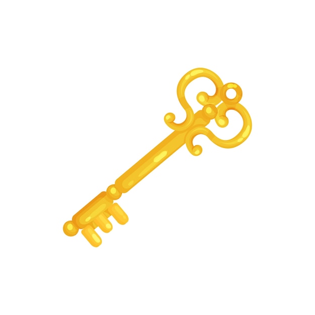 Retro golden old key vector Illustration on a white background