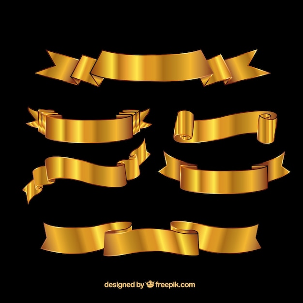 Vector retro golden ribbons