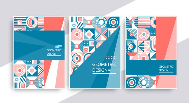 Retro graphic cover design. set of geometric vintage compositions.