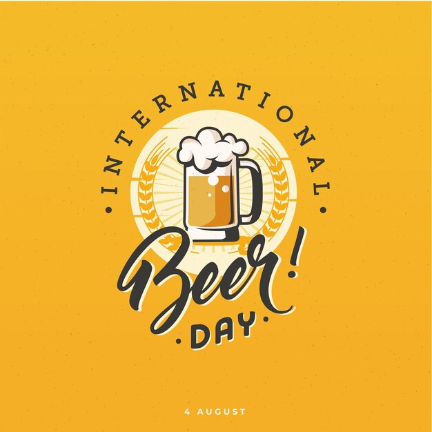 retro graphic of international beer day celebration illustration vintage design with mug