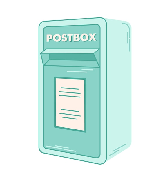 Vector retro green mailbox post box for paper letters and newspapers delivery message concept