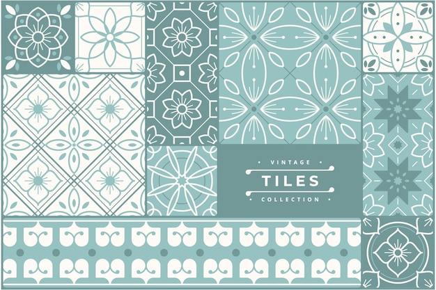 retro green tile pattern design collection