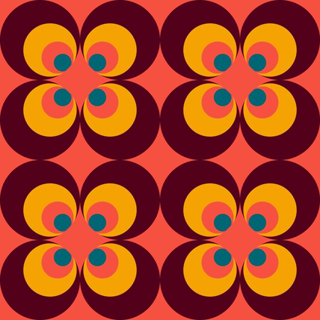 Vector retro groove pattern with circles in the style of 70 s